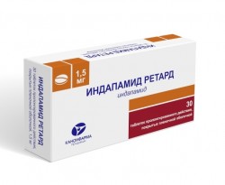 Индапамид ретард, таблетки пролонгированного действия покрытые пленочной оболочкой 1.5 мг 30 шт